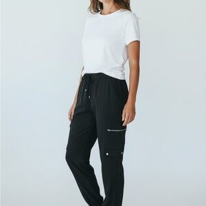 Banana Republic Pants Womens PM Black Tencel Cargo Paige Crop Tapered Trouser